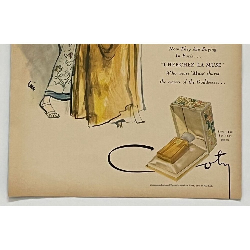 1946 Print Ad Coty Muse Perfume Women Open Window Box & Bottle Carl Erickson Art - Picture 3 of 3